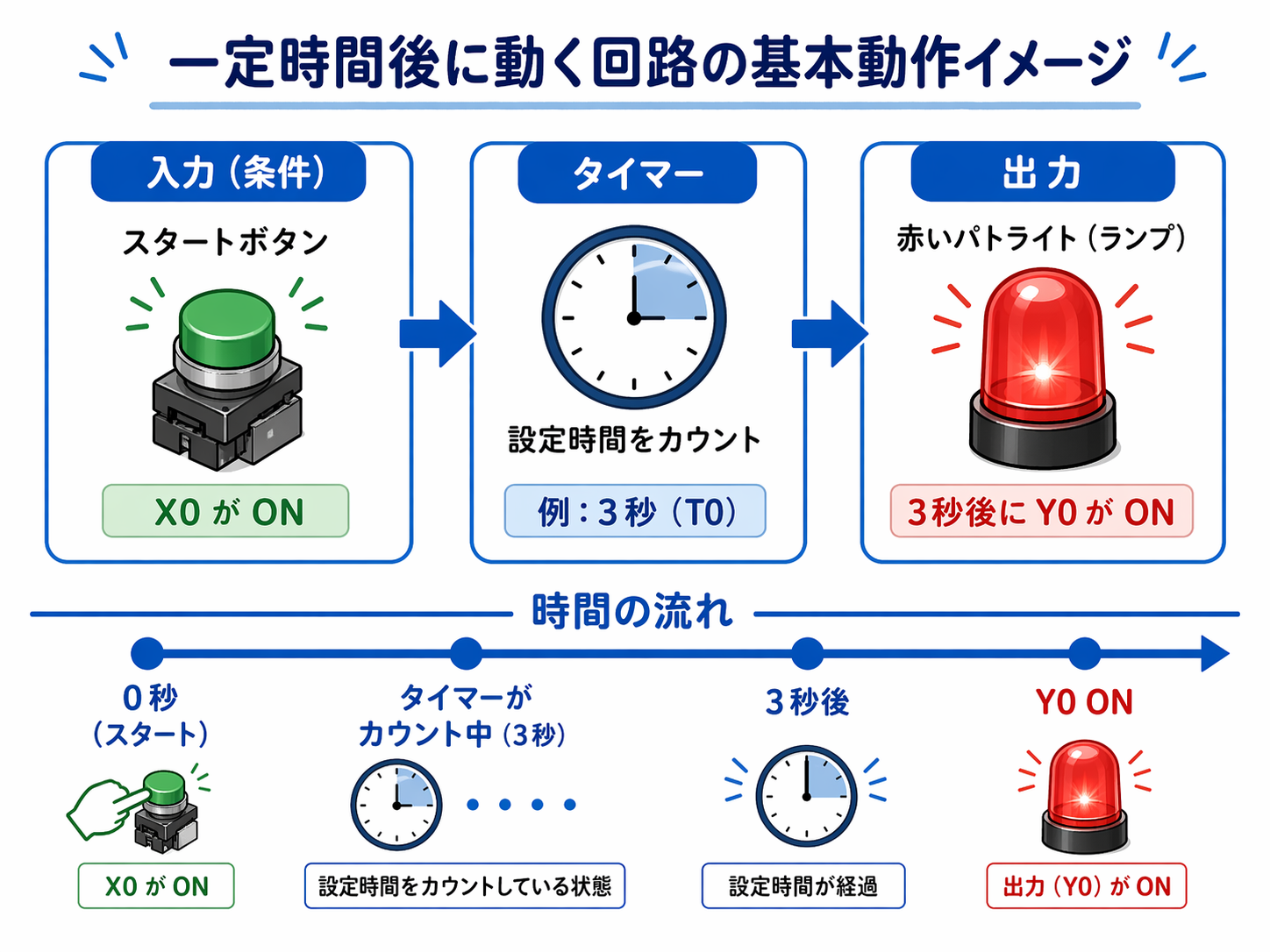 遅延起動回路の基本の流れ