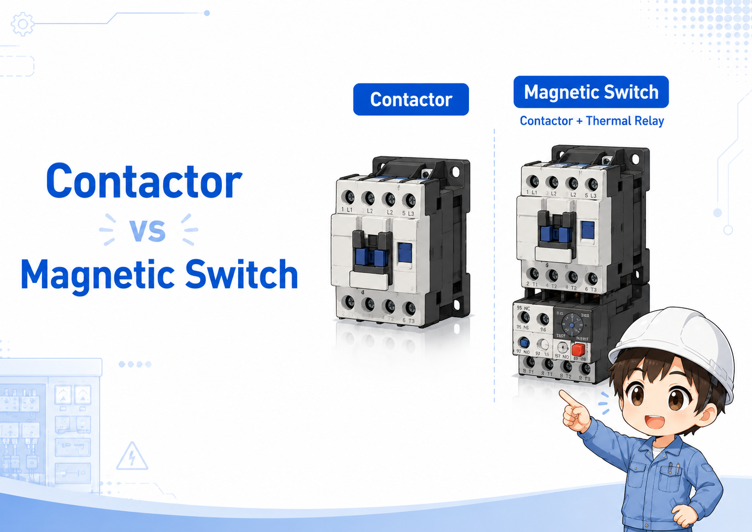 Overview of the difference between an electromagnetic contactor and a magnetic switch