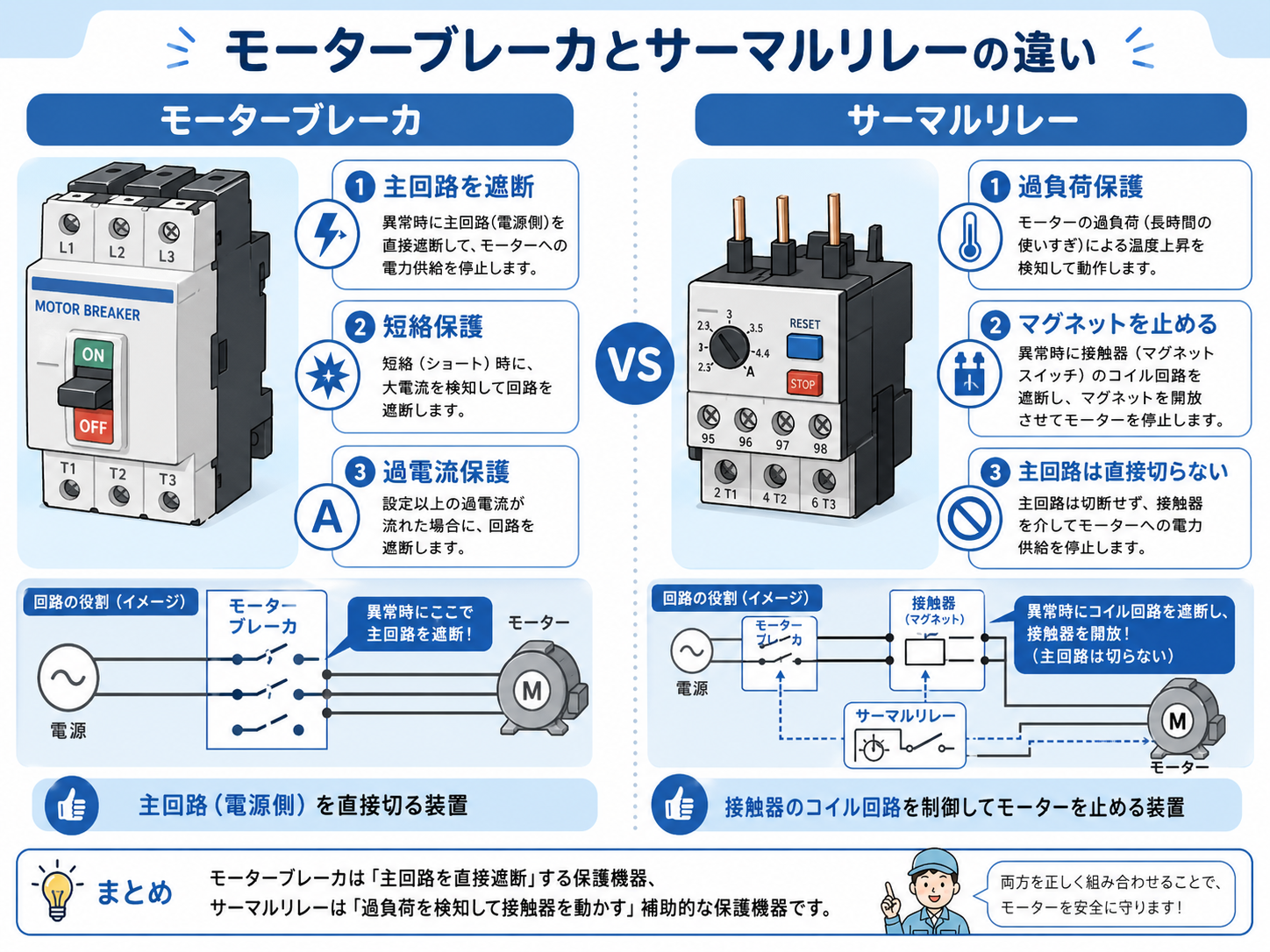 モーターブレーカとサーマルリレーの違いの記事イメージ