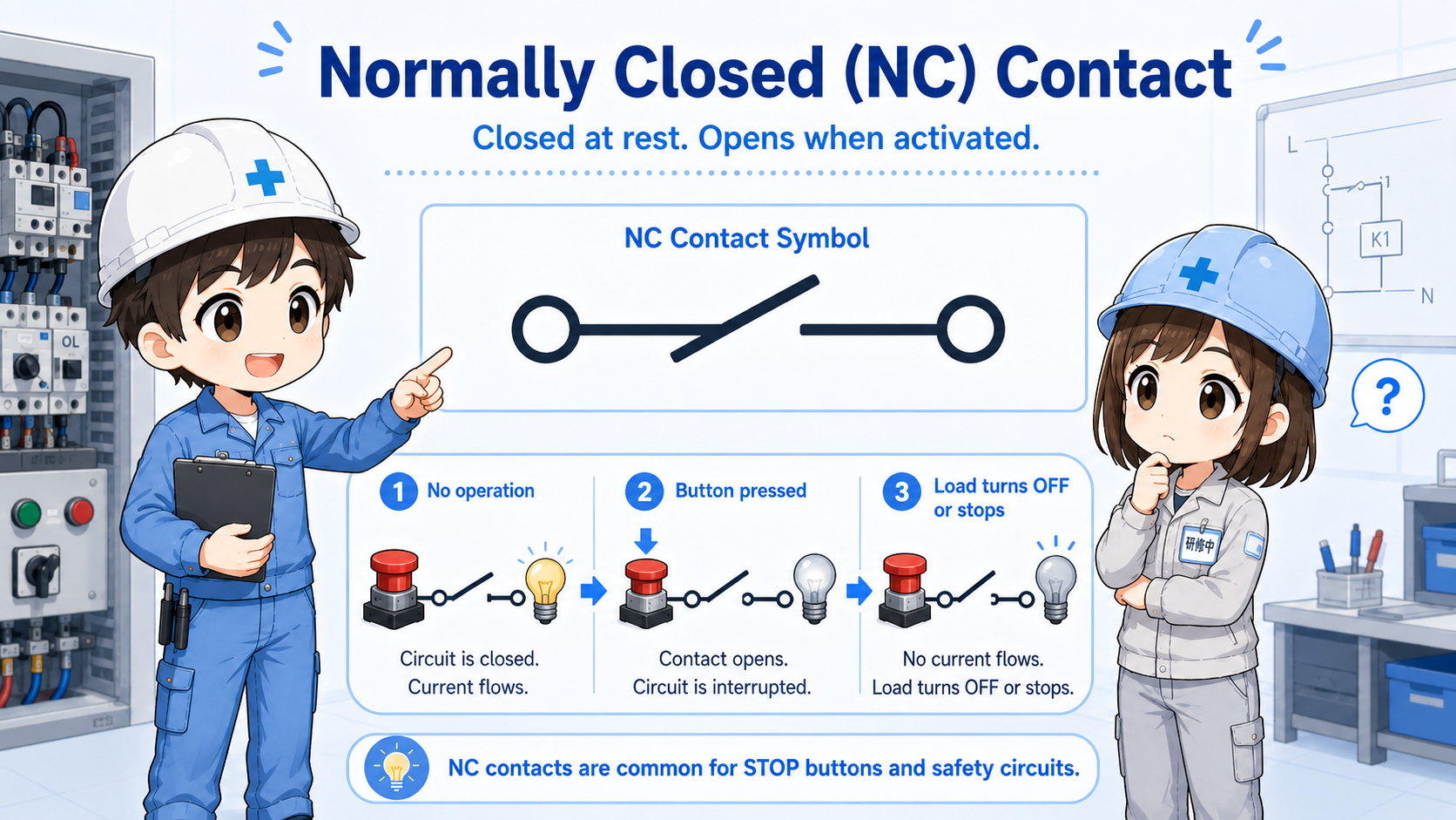 NC contact normally closed operation