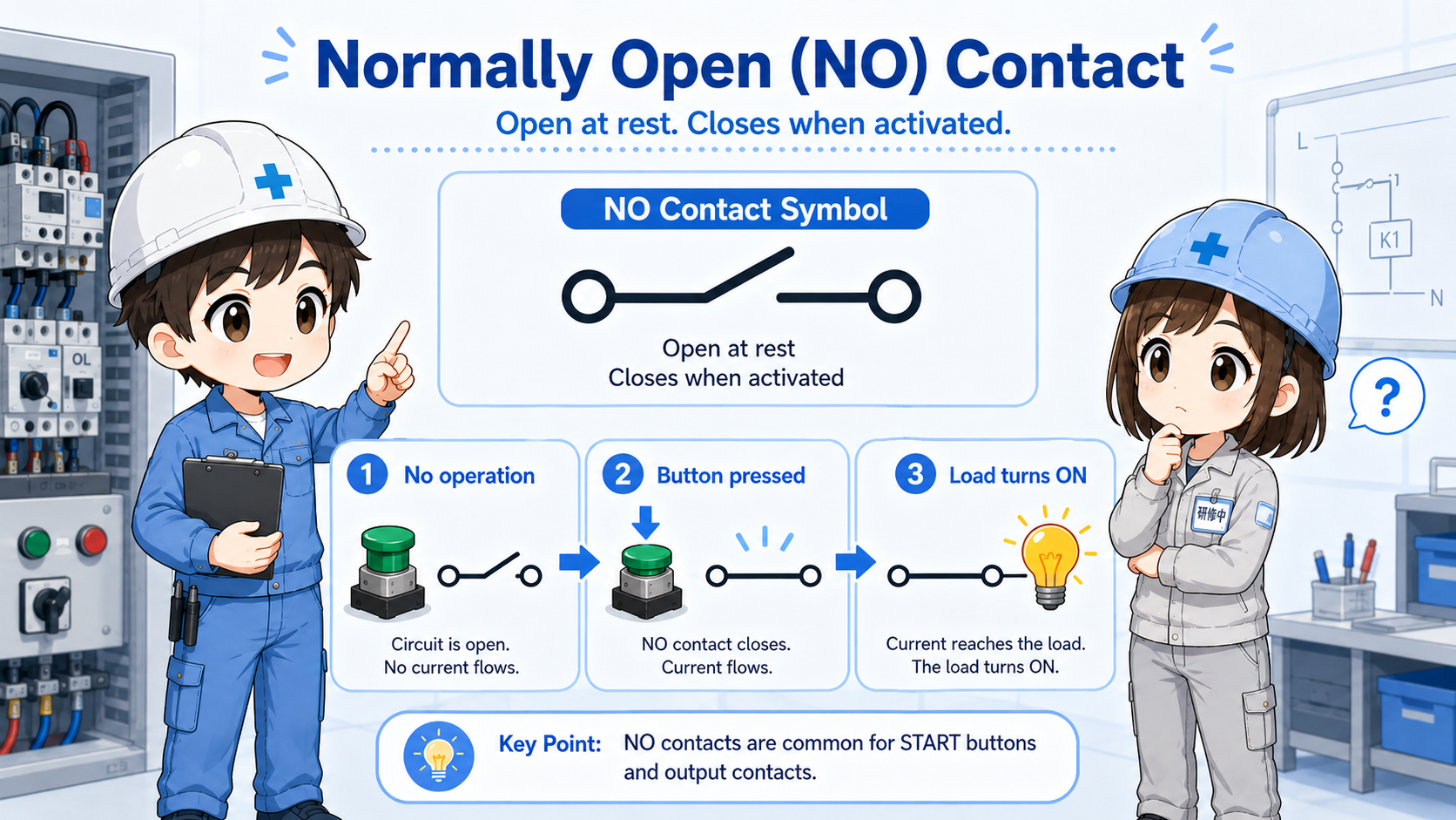 NO contact normally open operation