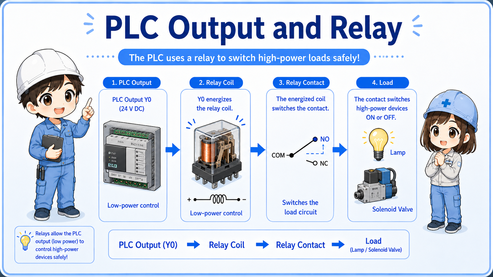 PLC output driving a relay circuit
