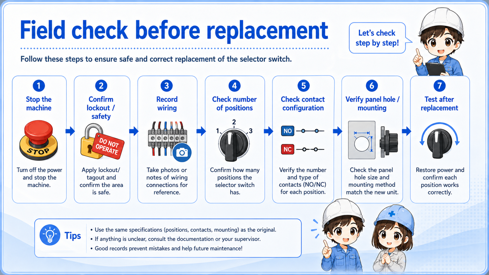 Field check flow before replacing a selector switch