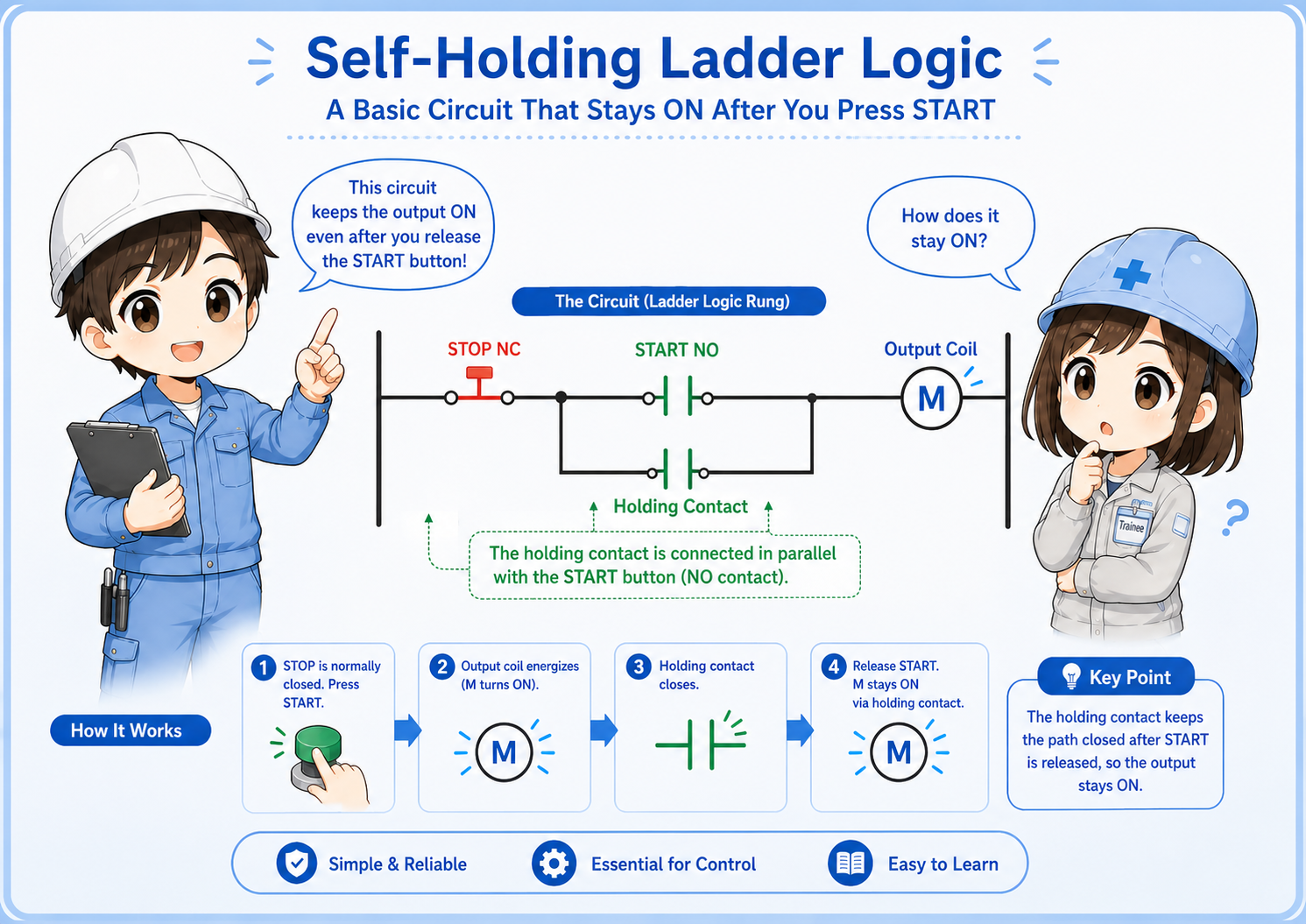 Self-holding ladder logic