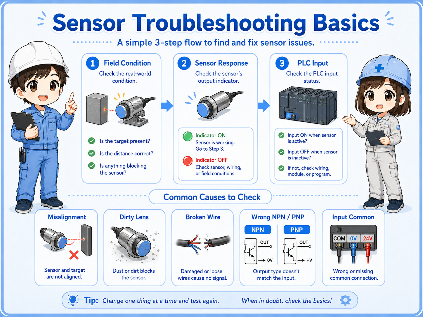 Sensor troubleshooting checklist