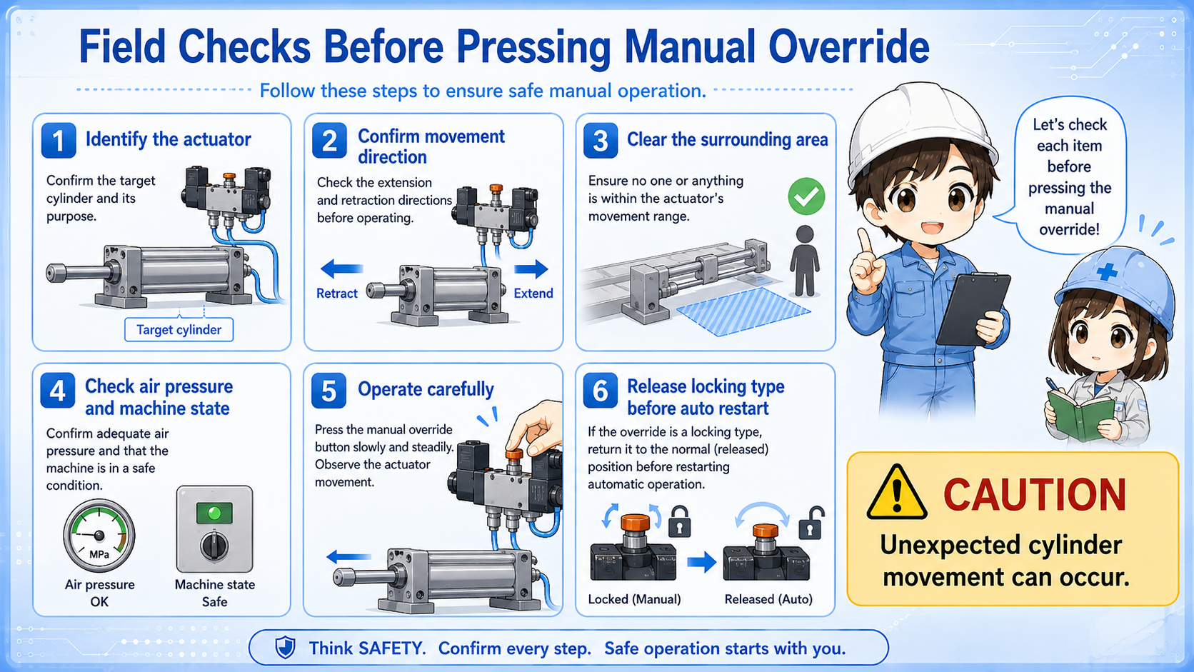 Field check flow before pressing a solenoid valve manual override